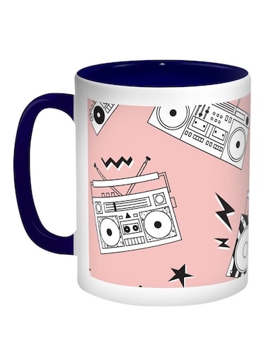 Stereo Recorder Printed Coffee Mug Pink/Black/White 11ounce
