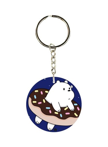 Bear In A Donut Printed Double Sided Keychain