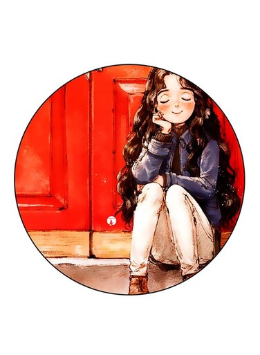 Girl Printed Fridge Magnet Multicolour