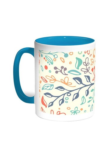 Decorative - Tree Paper Printed Coffee Mug Turquoise/White 11ounce