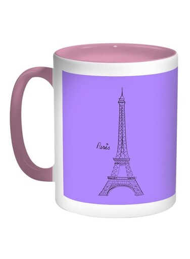 Eiffel Tower Printed Coffee Mug Purple/Pink/White 11ounce