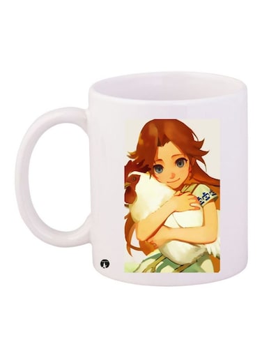 Anime Girl Printed Coffee Mug White/Brown/Beige