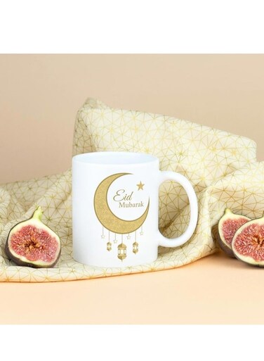 Eid Mubarak Mug - Islamic Coffee Mug with Crescent Moon - Ceramic Gift for Eid al-Fitr or Ramadan