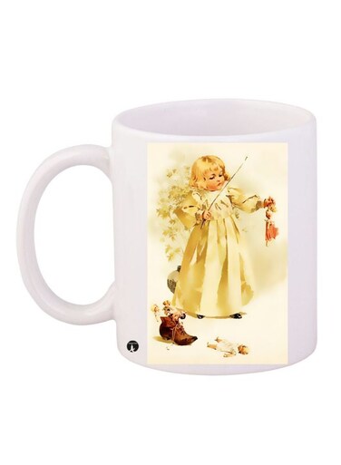 Cartoon Printed Coffee Mug White/Yellow/Brown