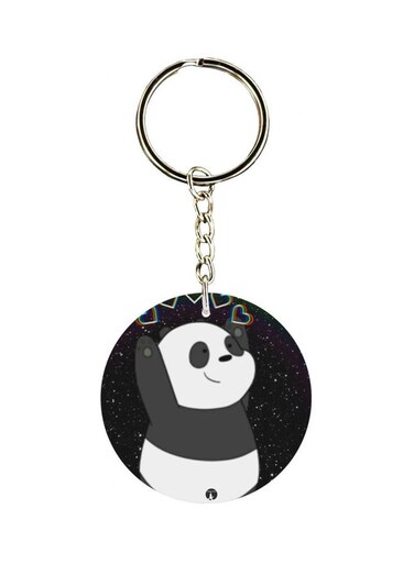 Double Sided Panda Printed Keychain