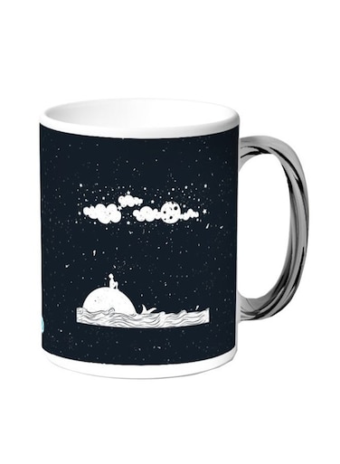 Moon And Stars Printed Coffee Mug Silver/Black 11ounce