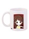 Cartoon Girl Printed Coffee Mug White/Brown/Yellow