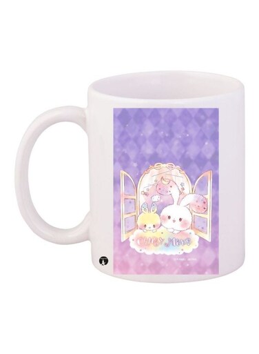Cartoon Printed Coffee Mug White/Purple/Pink 11ounce