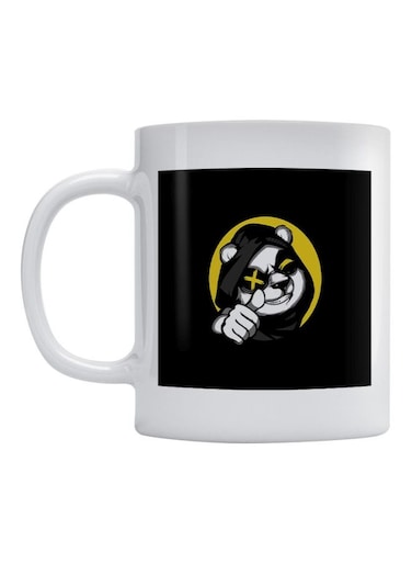 Cool Panda Printed Ceramic Coffee Mug White/Black/Yellow