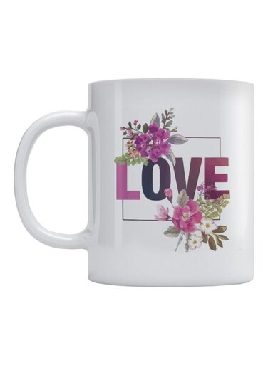 Love Printed Mug White/Pink/Green