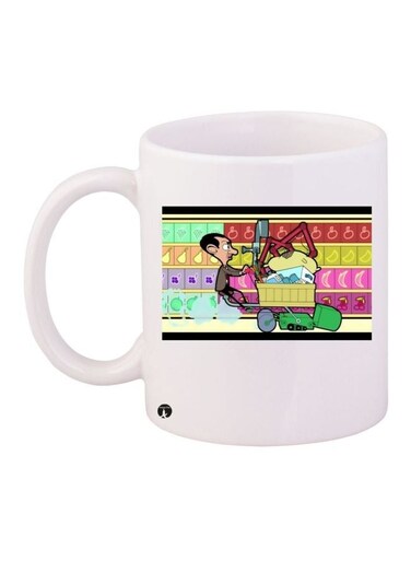 Mr. Bean Printed Coffee Mug White/Yellow/Red 11ounce