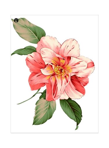 Floral Themed Metallic Plate Pink/Green/Yellow 20x15cm