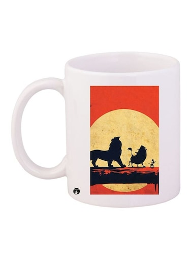 Lion King Printed Coffee Mug White/Orange/Black 11ounce