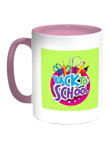 Back To School Printed Coffee Mug Pink/White/Green