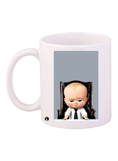 The Baby Boss Printed Coffee Mug White/Grey/Beige 11ounce