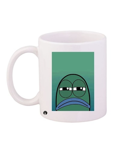 Cartoon Printed Coffee Mug White/Blue/Green 11ounce