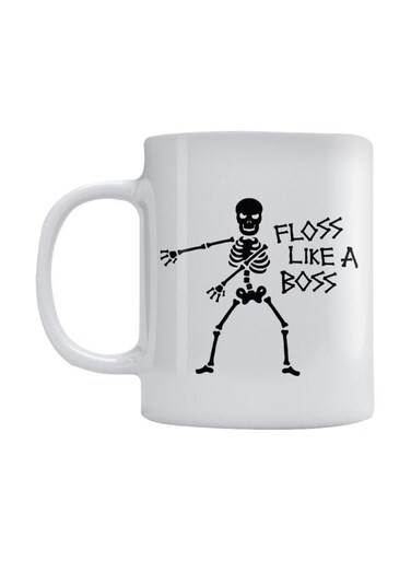 Floss Like A Boss Printed Coffee Mug White/Black