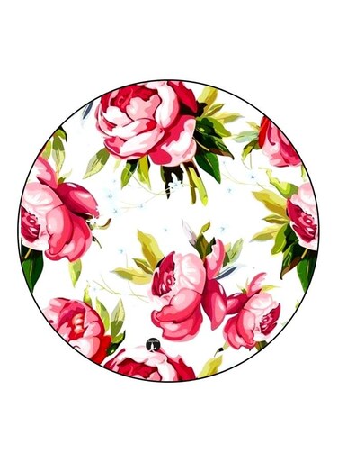 Floral Printed Fridge Magnet White/Pink/Green 5.5cm