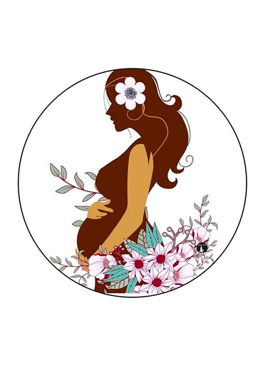 Pregnant Women Printed Fridge Magnet Multicolour 5.5 x 5.5cm