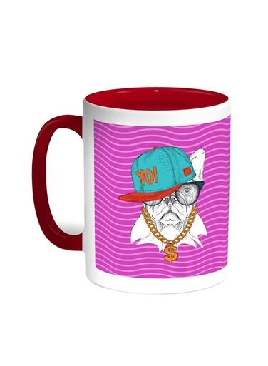 Cartoon Drawing - Dog Printed Coffee Mug Red/White 11ounce