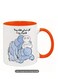 Ceramic Mug with Arabic Calligraphy &amp; Whimsical Blue Creature Design in Orange