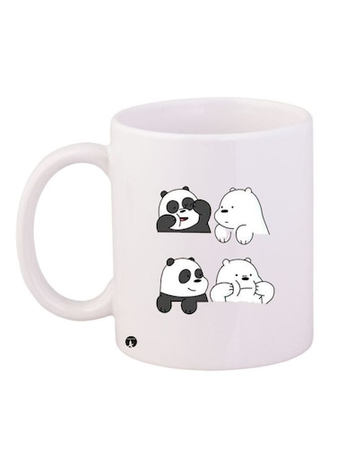 We Bare Bears Printed Coffee Mug White/Black 11ounce