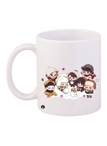 Cartoon Printed Coffee Mug White/Brown/Beige 11ounce
