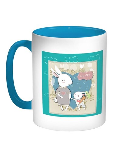 Love You Mom Printed Coffee Mug Light Blue/Turquoise/White 11ounce