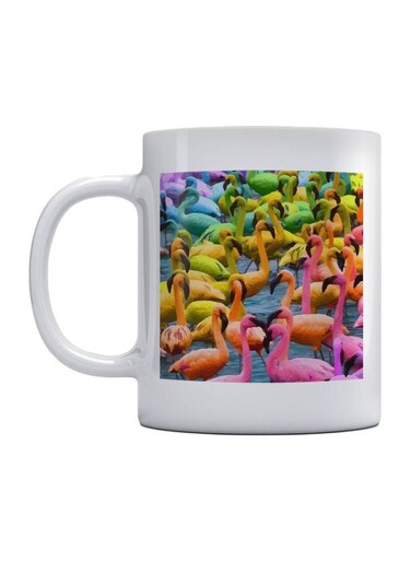 Swans Printed Mug White/Pink/Yellow