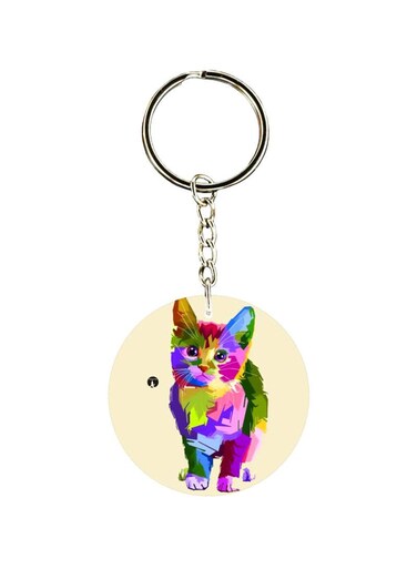 Cat Printed Dual Sided Keychain