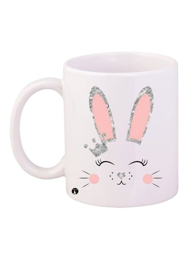 Cat Face Printed Coffee Mug White/Pink/Silver