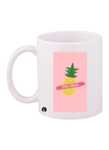 Stay Fresh Printed Mug White/Pink/Yellow