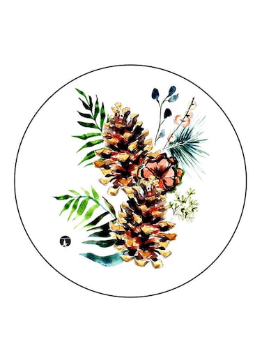 Plants Printed Fridge Magnet Round Multicolour