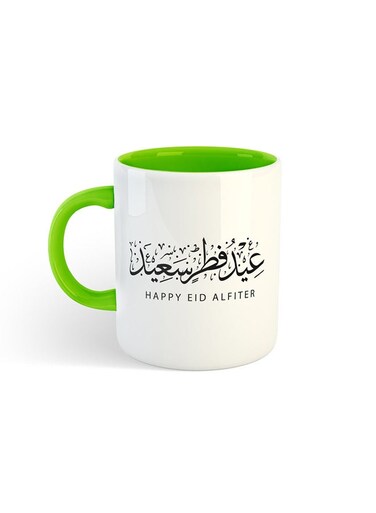 Eid Al Fitr Al-Mubark Printed Mug White/Green