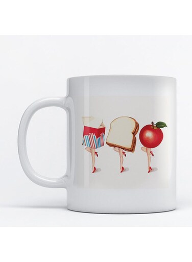Healthy Food Printed Coffee Mug White/Red/Green