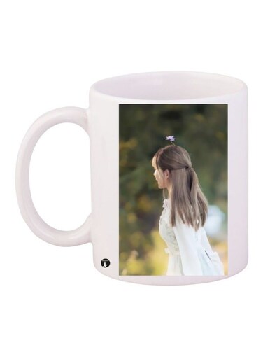 Printed Ceramic Coffee Mug White Green