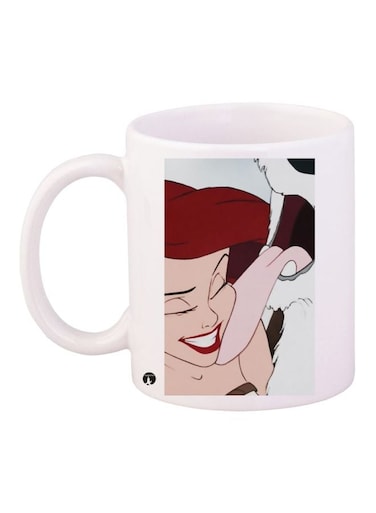 Cartoon Girl Printed Coffee Mug White/Beige/Red