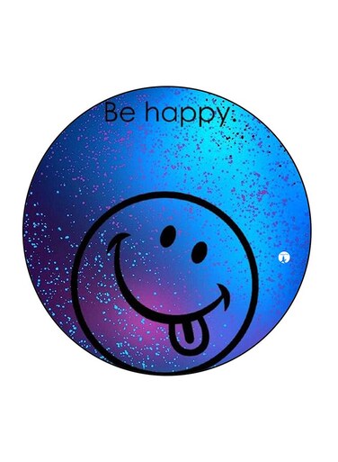 Be Happy Printed Fridge Magnet Blue/Black/Pink 5.5 x 5.5cm