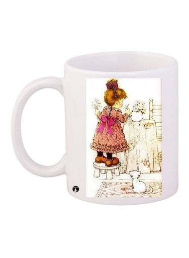 Printed Coffee Mug White/Pink/Brown 11ounce