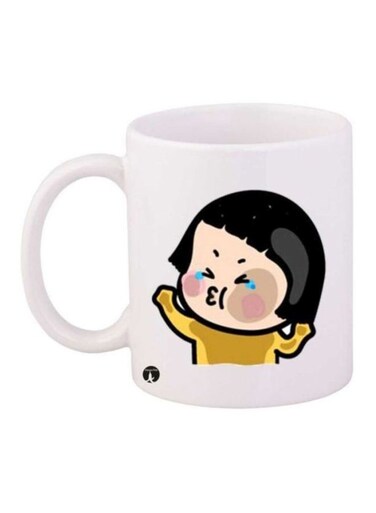 Anime Printed Coffee Mug White/Black/Yellow