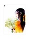 Girl With Floral Themed Metallic Plate White/Yellow/Green 20x15cm