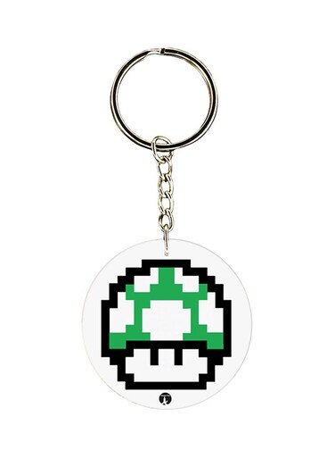 Super Mario Logo Keychain Green/White/Black