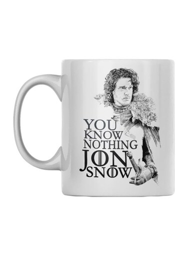 You Know Nothing Jon Snow Printed Mug White/Black