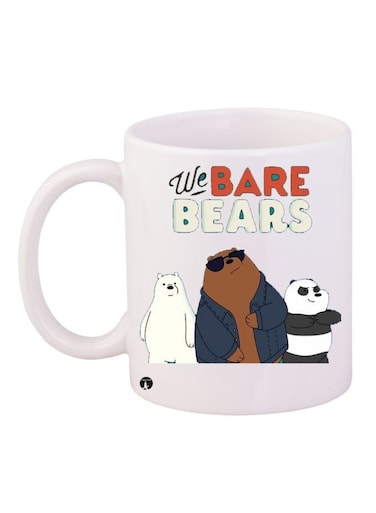 We Bare Bears Printed Coffee Mug White/Brown/Blue 11ounce