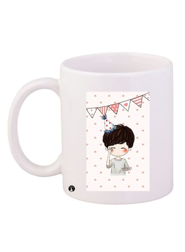 Birthday Boy Printed Coffee Mug White/Pink/Grey