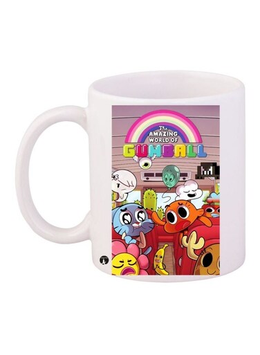 Cartoon Printed Coffee Mug White/Pink/Orange 11ounce