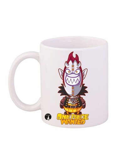 Anime One Piece Printed Mug White/Red/Yellow 12ounce