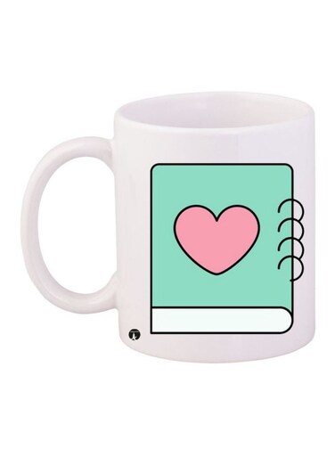 Diary Printed Coffee Mug White/Pink/Green 11ounce