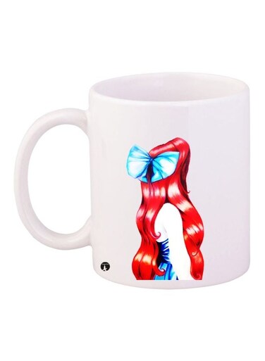 Girl Printed Coffee Mug White/Red/Blue 11ounce
