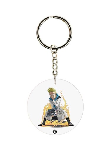 Anime Hunter Printed Keychain White/Yellow/Silver